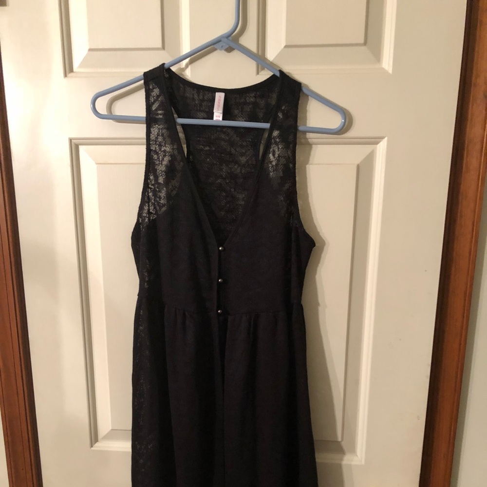 Black knee length sheer vest